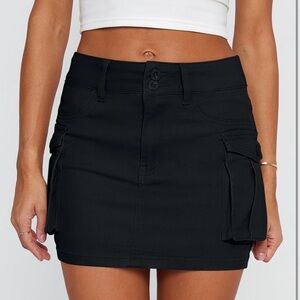 Black Cargo Mini Skirt